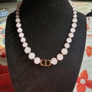 USED....UPCYCLED ..Dior Zipper Pull With Pink And Gold Glass Beads.